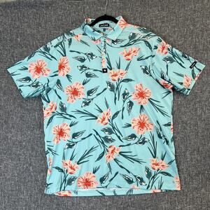 Bad Birdie Polo Shirt Mens Size XXL Short Sleeve Collar Lightweight Golf Floral